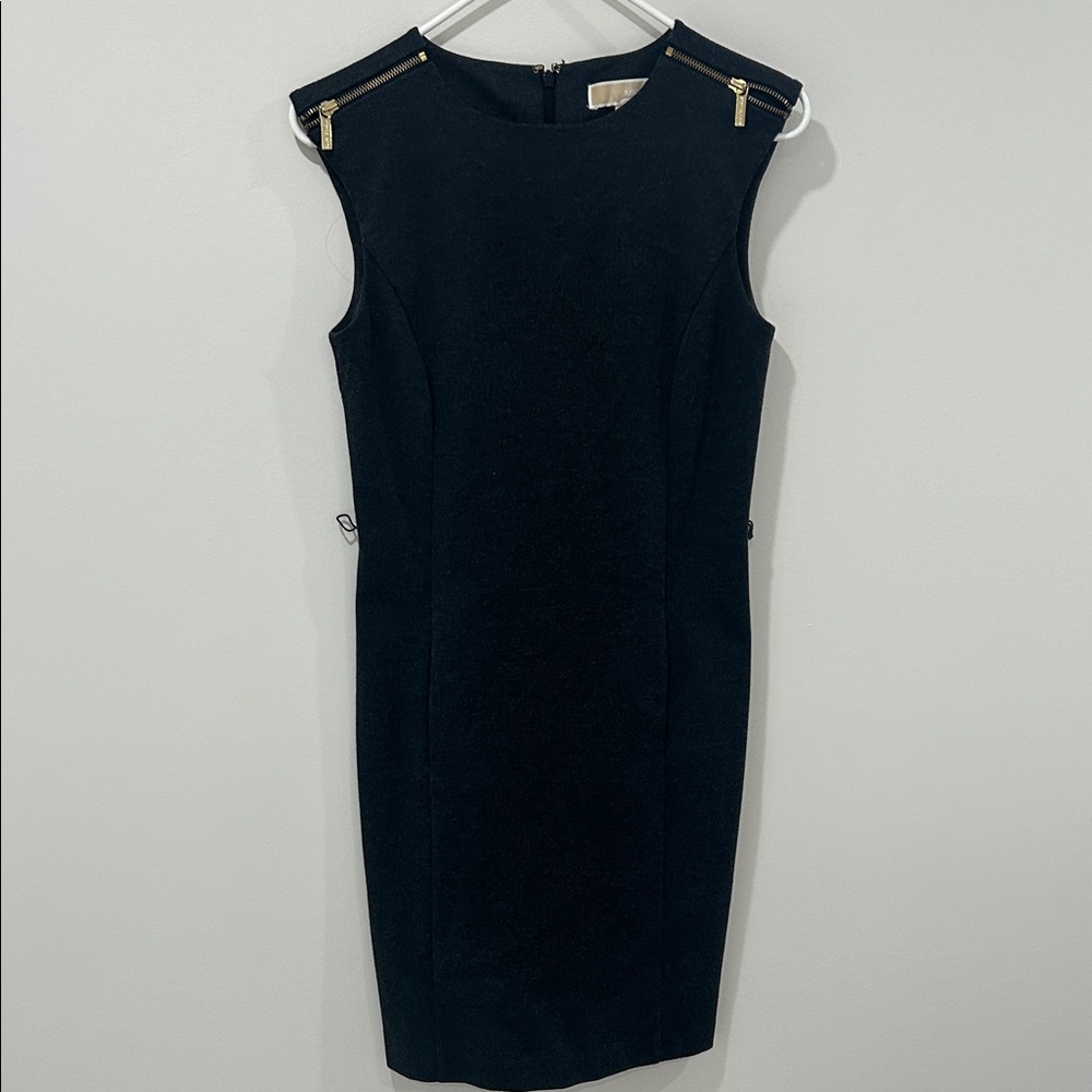 Michael Kors, Dark Grey Sleeveless Dress w/ Gold Zippers